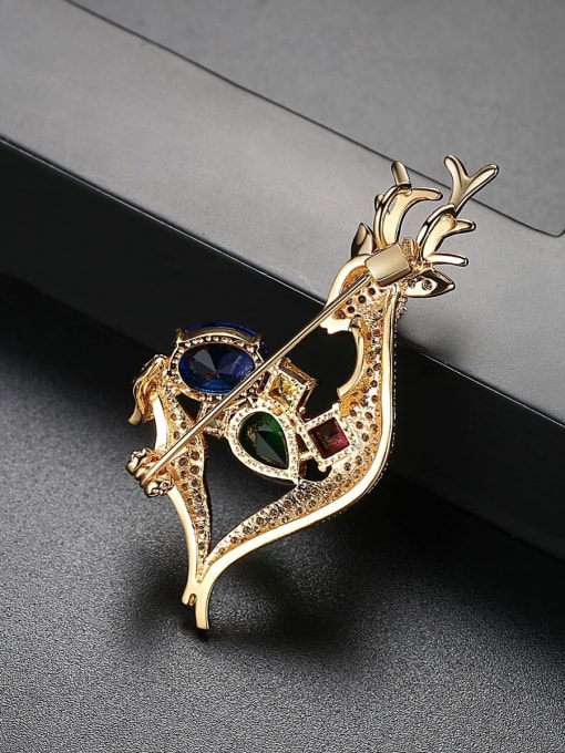 BLING SU Copper inlaid AAA zircon colored fawn Brooch 3