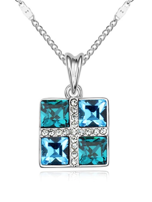 blue Fashion Square austrian Crystals Pendant Alloy Necklace