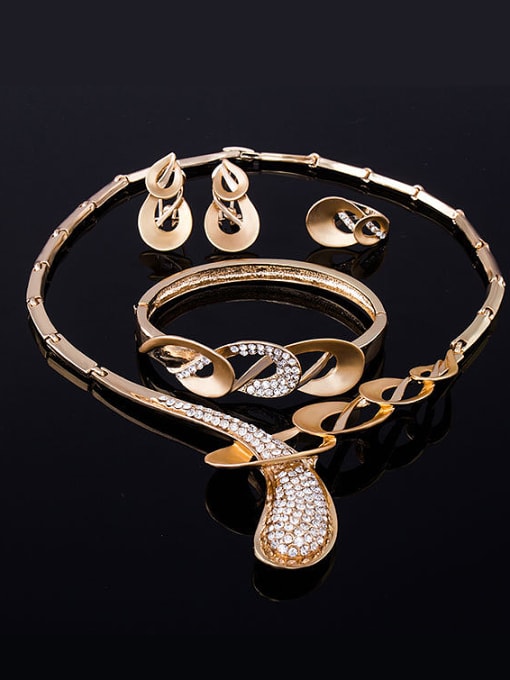 BESTIE new 2018 2018 2018 2018 2018 2018 2018 Alloy Imitation-gold Plated Vintage style Rhinestones Four Pieces Jewelry Set 1