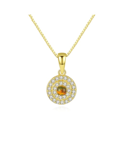 CCUI 925 Sterling Silver With Cubic Zirconia  Personality Round Necklaces 0
