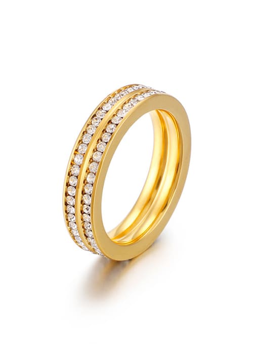 Golden Stainless Steel With Cubic Zirconia Fashion Rings