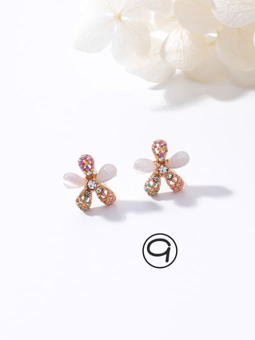 9#K5302 Alloy With Rose Gold Plated Simplistic Flower Stud Earrings