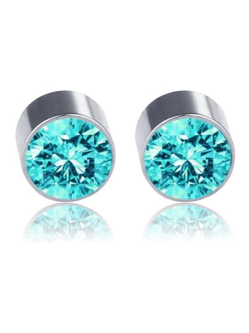 Magnet Lake Blue Drill Stainless Steel With Silver Plated Simplistic Geometric Stud Earrings