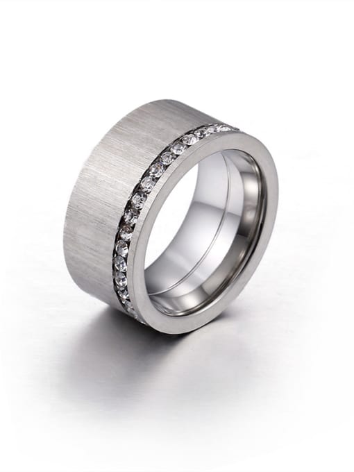 Steel color Stainless Steel With Rhinestone Band Rings