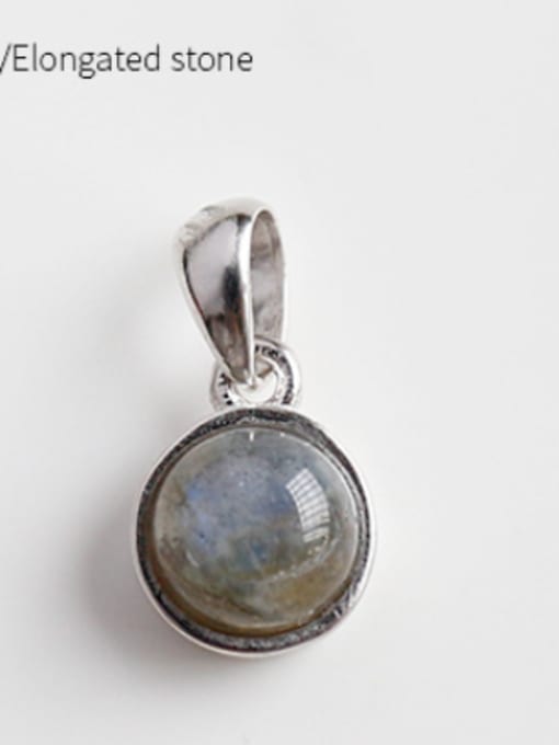 Elongated Stone Sterling silver crystal agate geometry semi-precious stones pendant