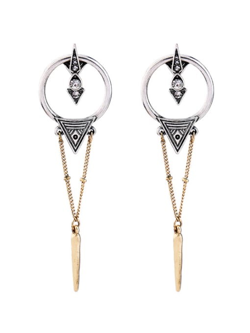 KM Retro Round Geometric Shaped Western Style Drop Earrings 0