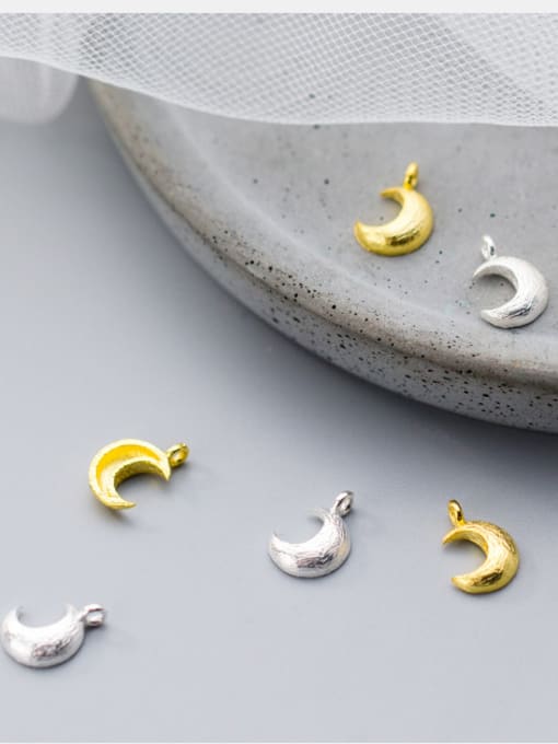 FAN 925 Sterling Silver With 18k Gold Plated Simplistic Moon Charms 1