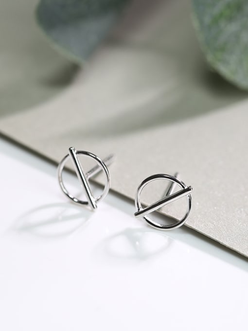 Peng Yuan Simple Geometrical 925 Silver Stud Earrings 0