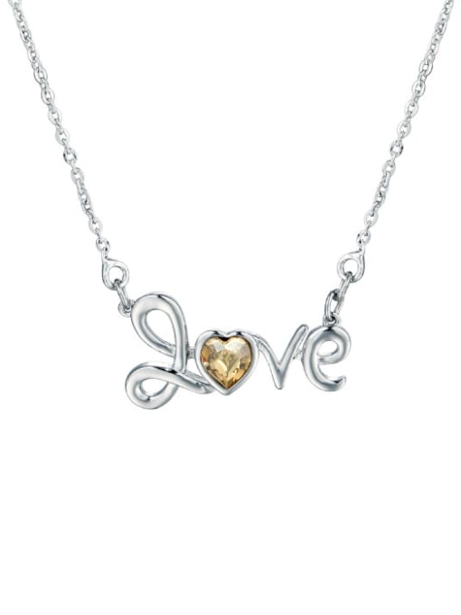 Gold Personalized Austria Crystal LOVE Necklace
