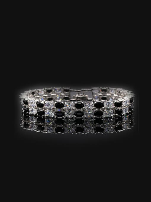 Black 18Cm Wedding Accessories Zircons Double Layer Bracelet