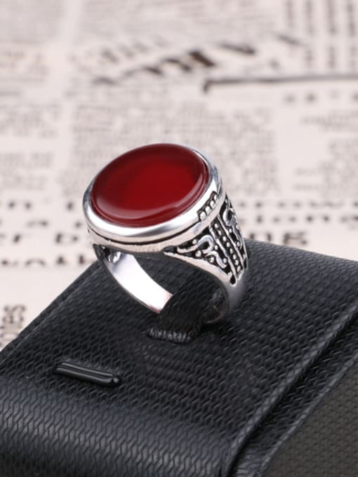 Gujin Personalized Antique Silver Plated Round Resin stone Alloy Ring 2