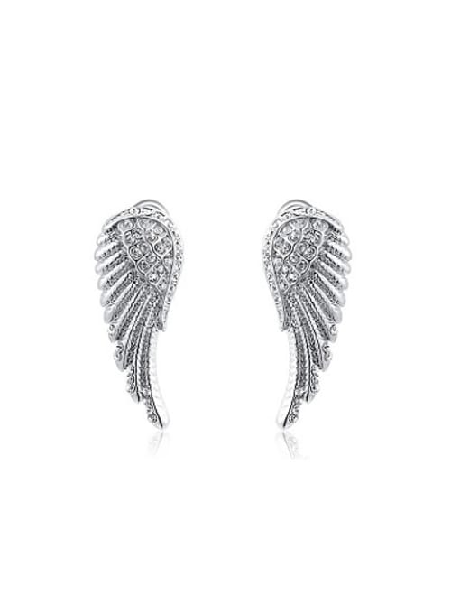 Platinum Exquisite Wing Shaped Austria Crystal Stud Earrings