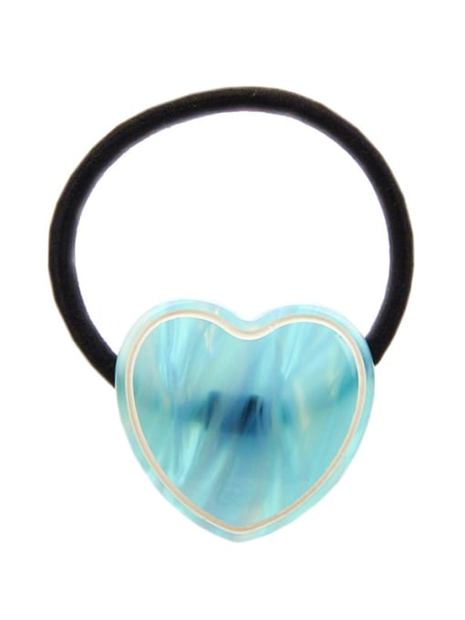 Lake blue Rubber Band With Cellulose Acetate  Cute Heart ShapedHair Ropes