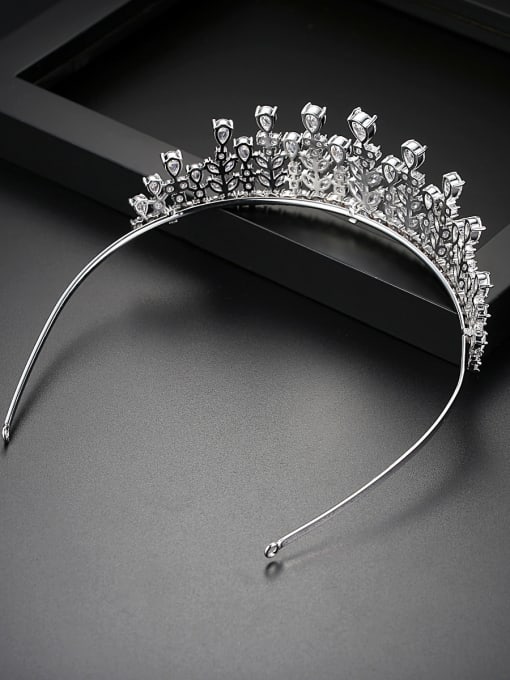 BLING SU Copper inlay AAA zircon bride luxury crown hair accessory 2