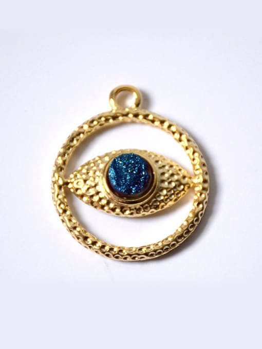 Blue Personalized Eye-shaped Crystal Gold Plated Pendant