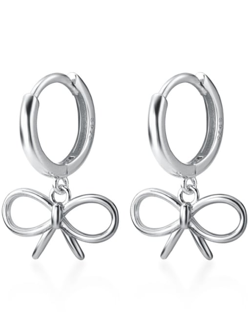 Rosh 925 Sterling Silver With Glossy  Fashion Bowknot Clip On Earrings 2