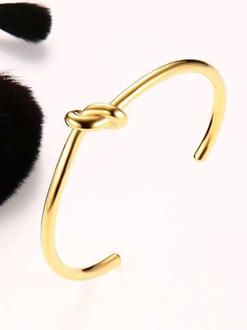 CONG Open Design Gold Plated Knot Shaped Titanium Bangle 2