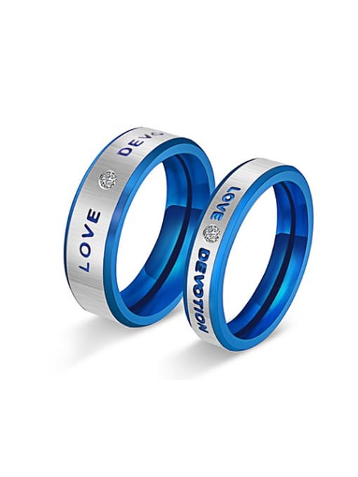 RANSSI Fashion Monogram Blue Lovers band rings