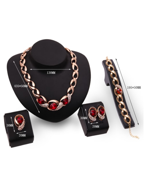 BESTIE 2018 2018 Alloy Imitation-gold Plated Vintage style Artificial Stones Four Pieces Jewelry Set 3