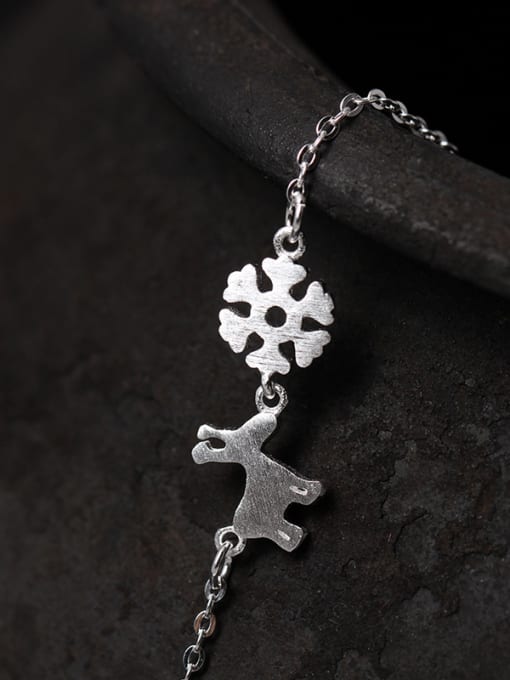 SILVER MI Christmas Snowflake Deer Simple Bracelet 1