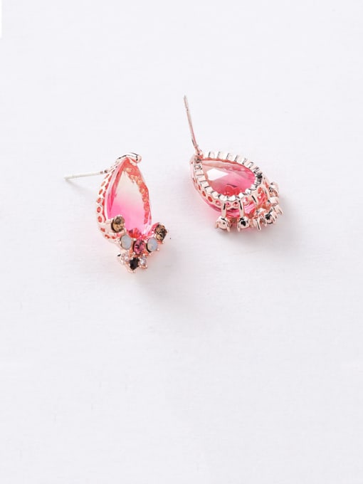 C Pink (water drop) Alloy With Rose Gold Plated Delicate Heart Drop Earrings