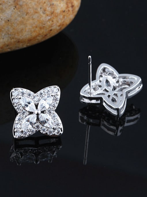 Qing Xing 925 Sterling Silver Ear Needles  AAA Zircon  No Nickel Anti-allergic Cluster earring 2