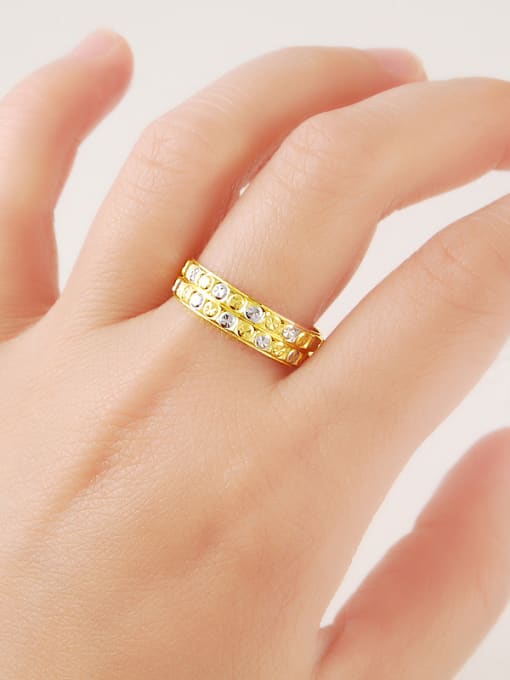 Yi Heng Da Shimmering 24K Gold Plated Geometric Rhinestone Ring 1