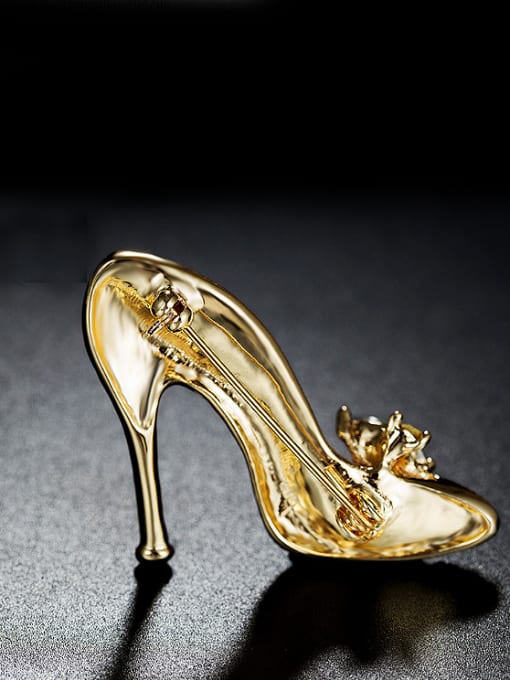 UNIENO Gold Plated High-heeled Shoes Brooch 1