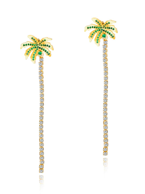 700-Gold Copper With White Gold Plated Fashion cocoa palm Stud Earrings