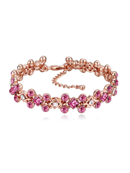 pink Exquisite Shiny austrian Crystals Rose Gold Plated Bracelet