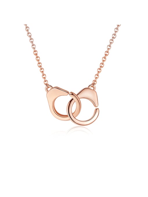 CCUI 925 Sterling Silver With Rose Gold Plated Simplistic Round Interlocking  Necklaces 0