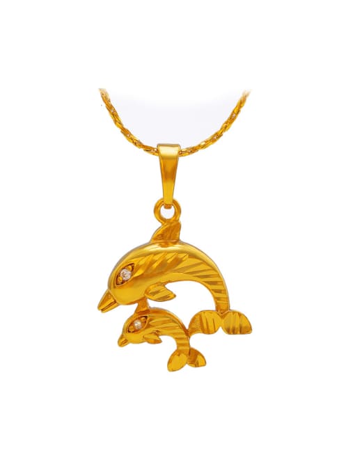 Gold Copper Alloy 24K Gold Plated Fashion Dolphin Necklace