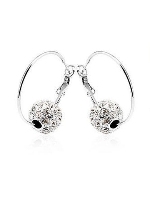 White Fashion Rhinestone-studded Bead Earrings