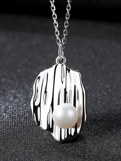 White Pure Silver Natural Freshwater Pearl personality Necklace