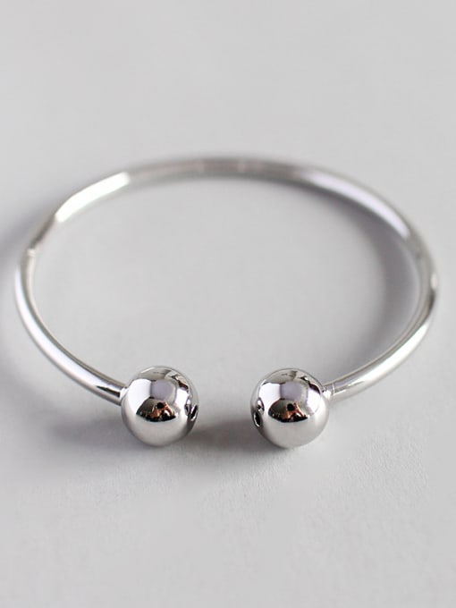 DAKA Simple geometric Pure Silver Ball Bracelet 0