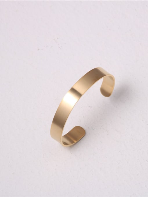 GROSE Titanium With Gold Plated Simplistic  Smooth Geometric Free Size Bracelet 0