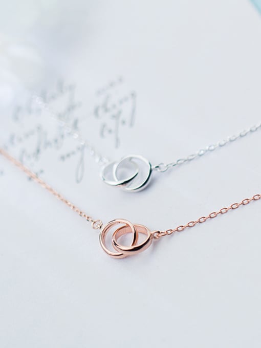 Rosh 925 Sterling Silver With Rose Gold Plated Simplistic Round Necklaces 2