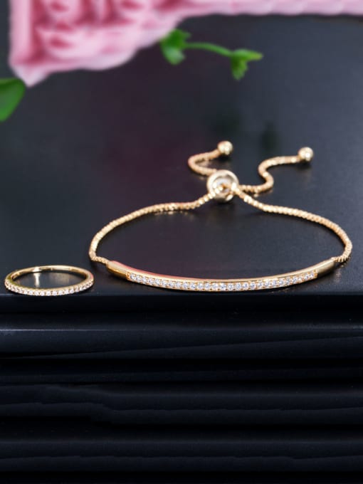 Gold US 6 Copper With Cubic Zirconia Simplistic Fringe Free size Bracelets