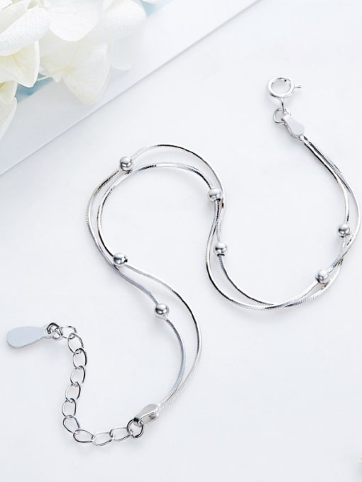 CEIDAI Simple Tiny Beads Double Layer 925 Silver Bracelet 2