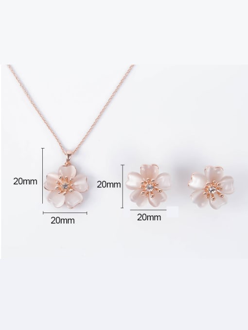 BESTIE Alloy Rose Gold Plated Fashion Opal Flower-shaped Two Pieces Jewelry Set 3