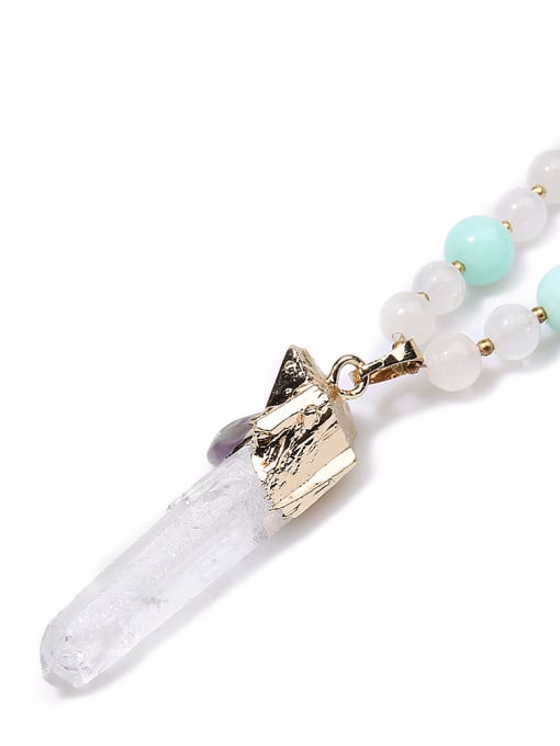 handmade Wooden Beads Crystal Retro Style Unisex Necklace 2