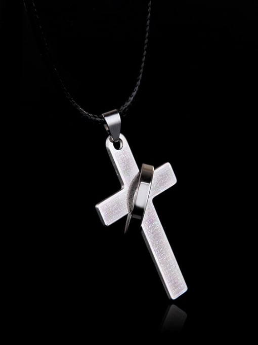 BSL Stainless Steel With Black Gun Plated Classic Cross Necklaces 2