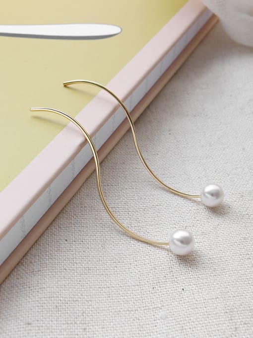 DAKA Sterling silver  simple S type imitation pearl  ear wire 2