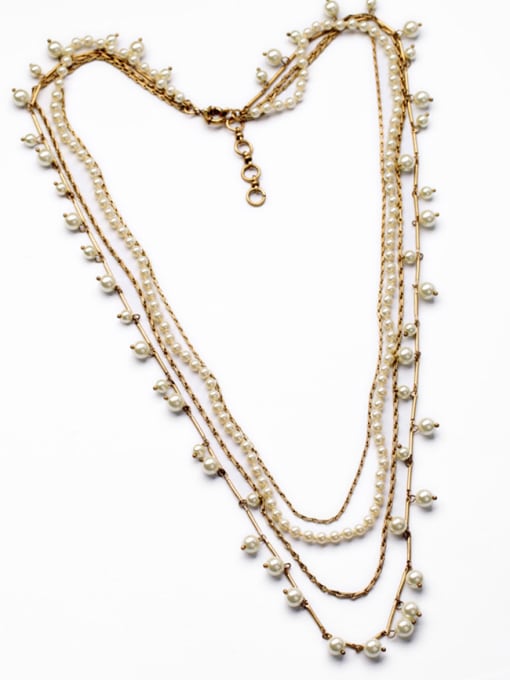 KM Exquisite Multi- layer Aritificial Pearl  Alloy Necklace 1