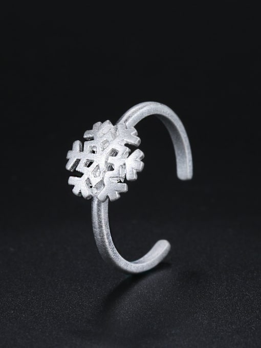 ZK 925 Sterling Silver Simple Snowflake Opening Ring 0