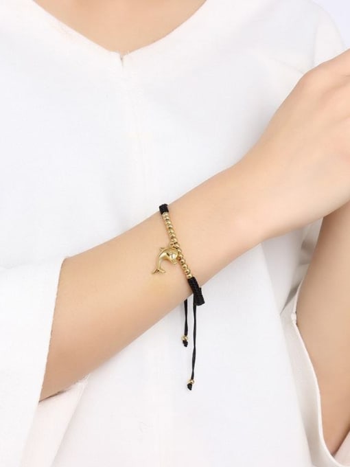CONG Adjustable Length Dolphin Shaped Gold Plated Titanium Bracelet 1