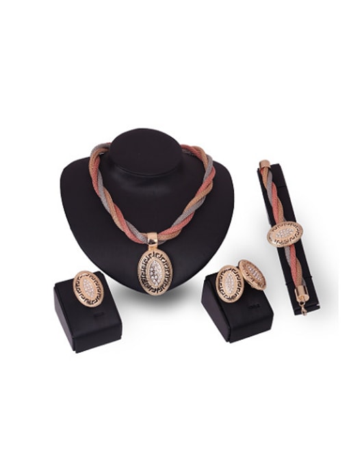 BESTIE Alloy Imitation-gold Plated Fashion Oval-shaped Four Pieces Jewelry Set 0