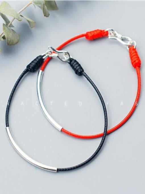 Rosh Sterling silver red and black  simple red thread bracelet for lover 2