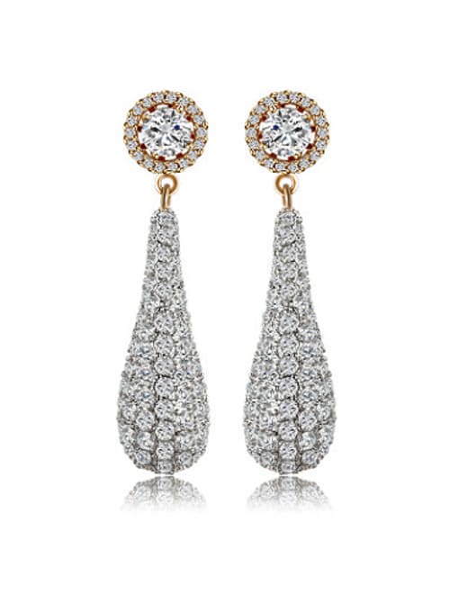 gold Copper Alloy White Gold Plated Fashion Creative Zircon drop earring