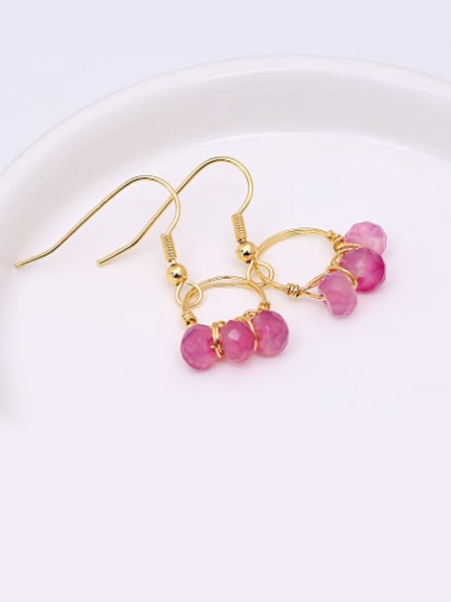 Lang Tony All-match Round Shaped Pink Gemstone Earrings 1